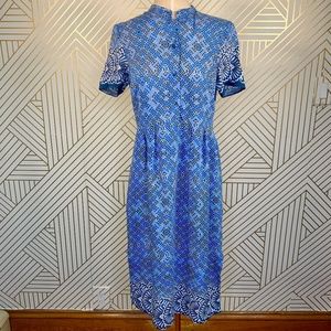 ASOS Africa x ChiChia Blue Geometric Fan Dress